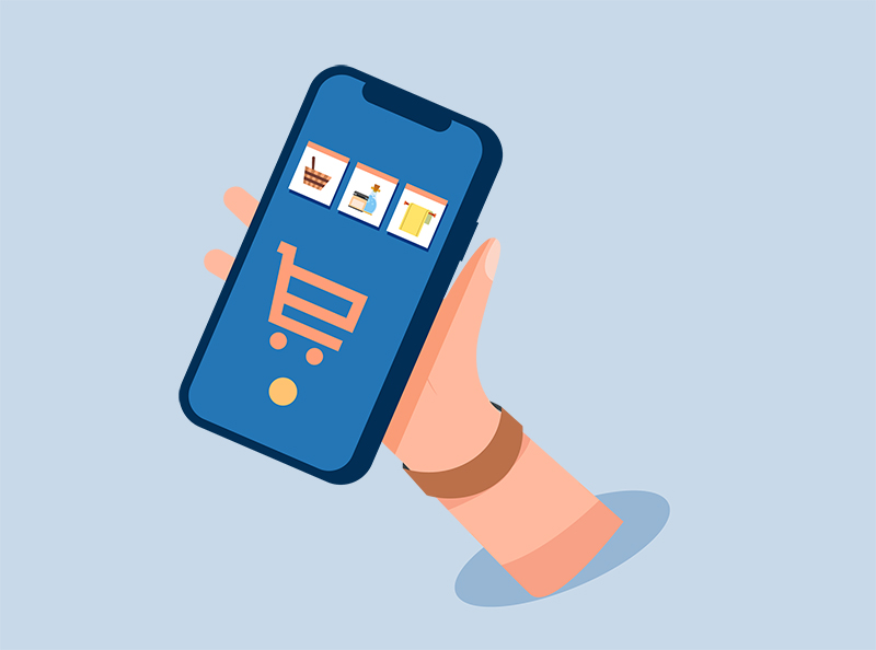千庫網_矢量扁平手拿手機網購購物車_元素編號13031899.jpg